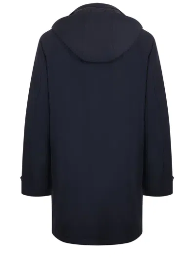 Fay Lightweight Blue Stretch Nylon Overcoat With Double-front Design In Blue