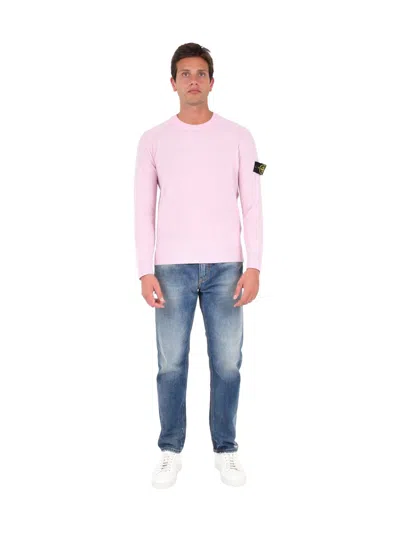 Stone Island Sweatshirt With Logo Patch In Pink