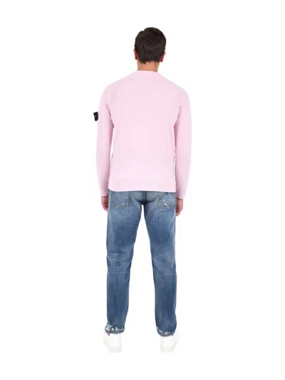 Stone Island Sweatshirt With Logo Patch In Pink
