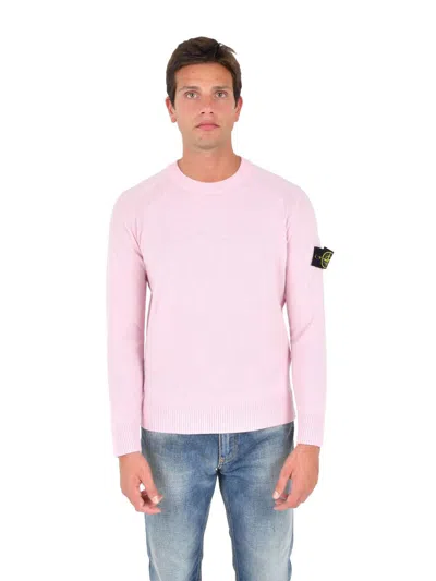 Stone Island Sweatshirt With Logo Patch In Pink