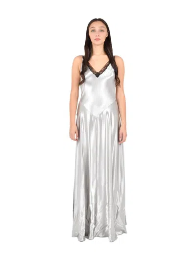 Alberta Ferretti Long Dress In Silver