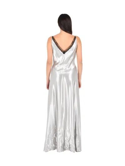 Alberta Ferretti Long Dress In Silver