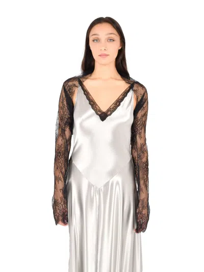 Alberta Ferretti Long Dress In Silver