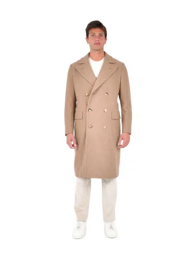 Boglioli Long Wool Blend Coat Made In Brown