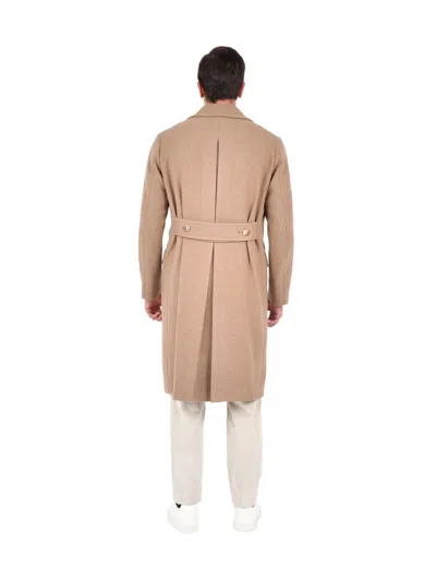 Boglioli Long Wool Blend Coat Made In Brown