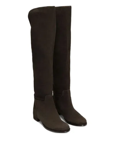 Dolce & Gabbana Over-the-knee Suede Boots In Brown