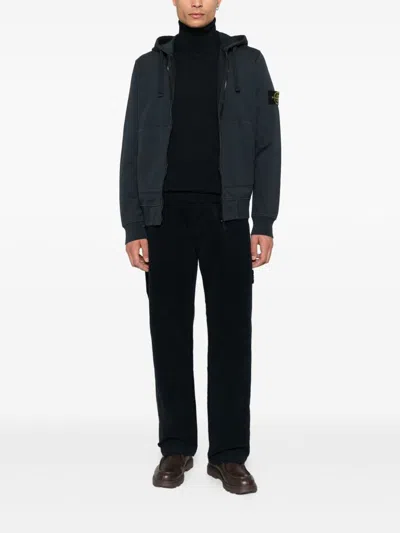 Stone Island Rws Sweater With Arm Patch And Turtleneck In Black