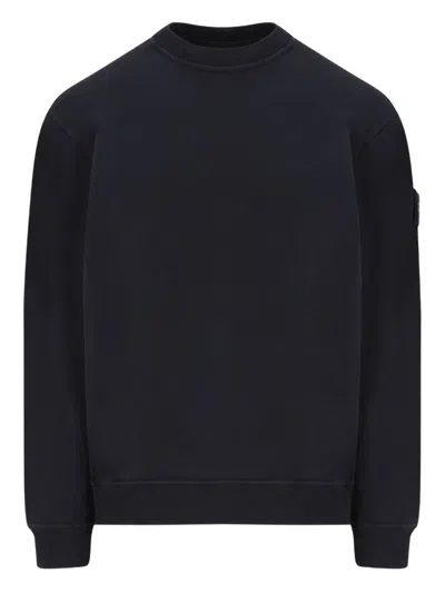 Stone Island Classic Knit Brown Sweater With Ribbed Details In Blue