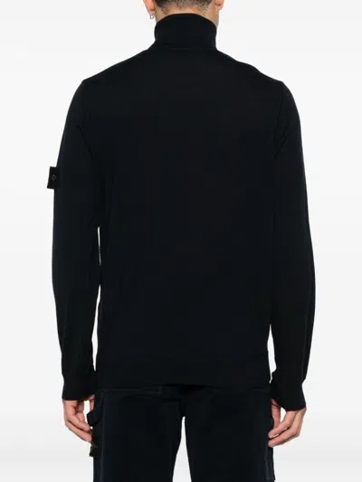 Stone Island Rws Sweater With Arm Patch And Turtleneck In Black