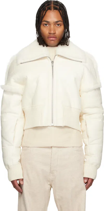 Rick Owens Off-white Concordians Flight Cropped Shearling Jacket In White