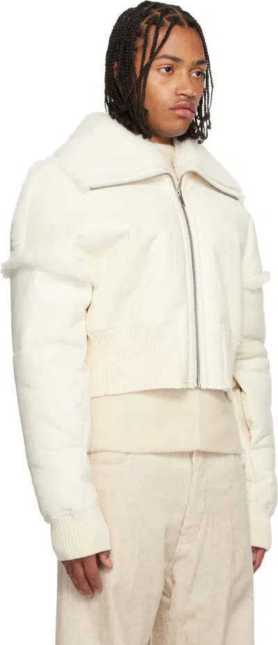 Rick Owens Off-white Concordians Flight Cropped Shearling Jacket In White