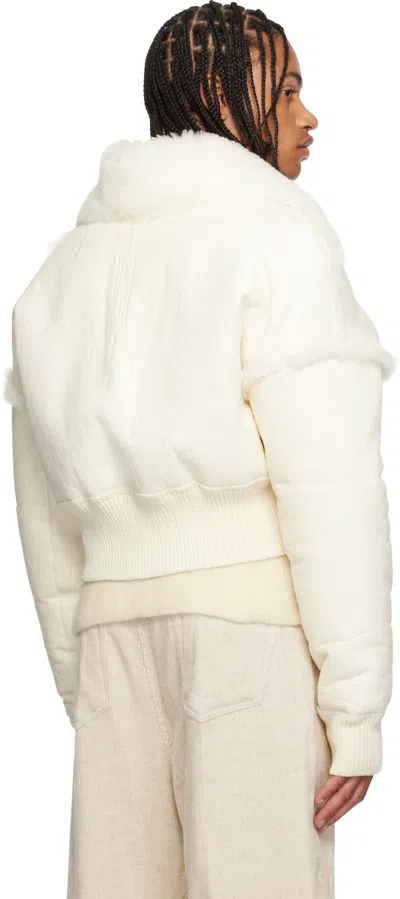 Rick Owens Off-white Concordians Flight Cropped Shearling Jacket In White