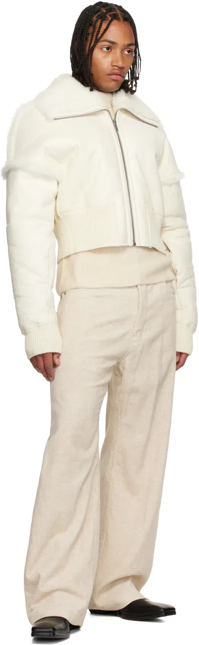 Rick Owens Off-white Concordians Flight Cropped Shearling Jacket In White