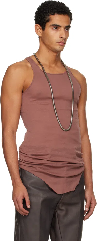 Rick Owens Pink Concordians Basic Rib Tank Top In Brown