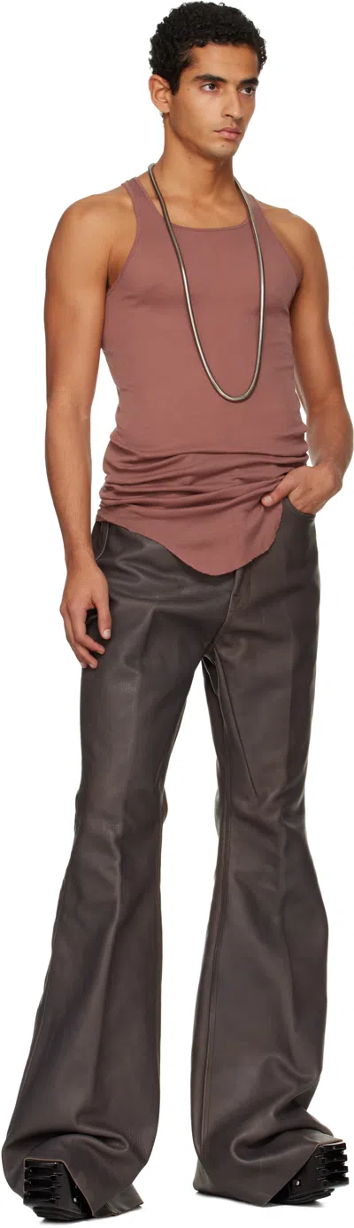 Rick Owens Pink Concordians Basic Rib Tank Top In Brown