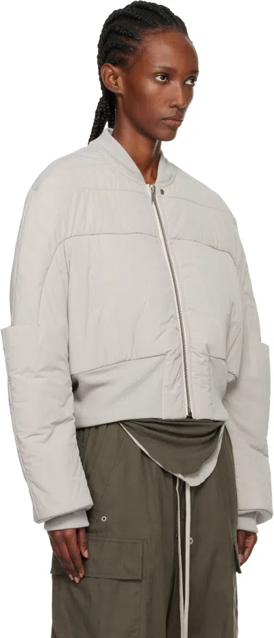 Rick Owens Off-white Concordians Girdered Cropped Bomber Down Jacket In White