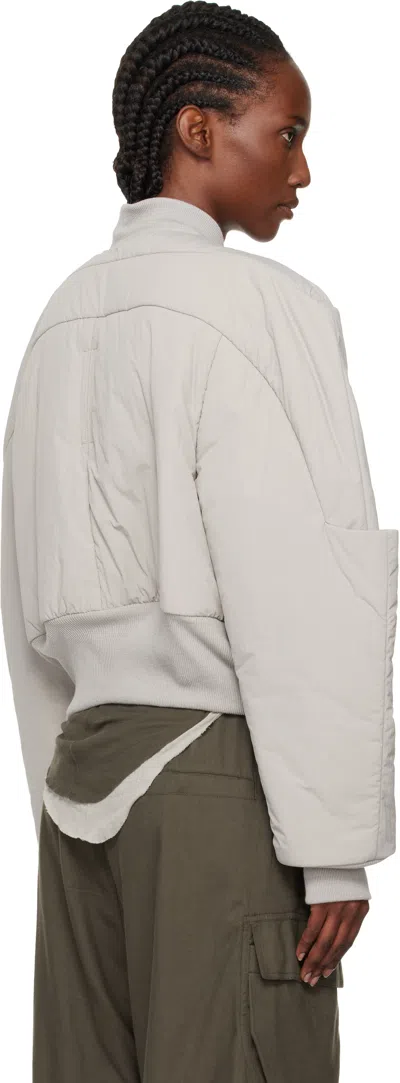 Rick Owens Off-white Concordians Girdered Cropped Bomber Down Jacket In White