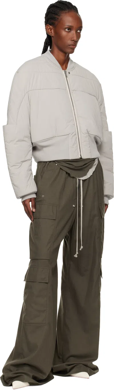Rick Owens Off-white Concordians Girdered Cropped Bomber Down Jacket In White