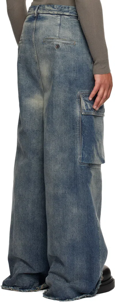 Rick Owens Blue Concordians Mastadon Firbanks Denim Cargo Pants In Blue