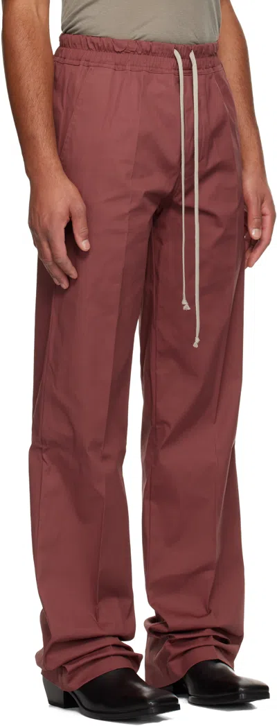 Rick Owens Pink Concordians Dietrich Drawstring Trousers In Brown