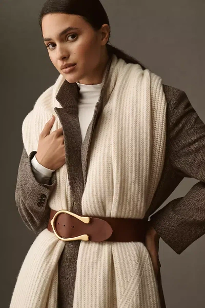 Maeve Ribbed Cashmere Wrap In White