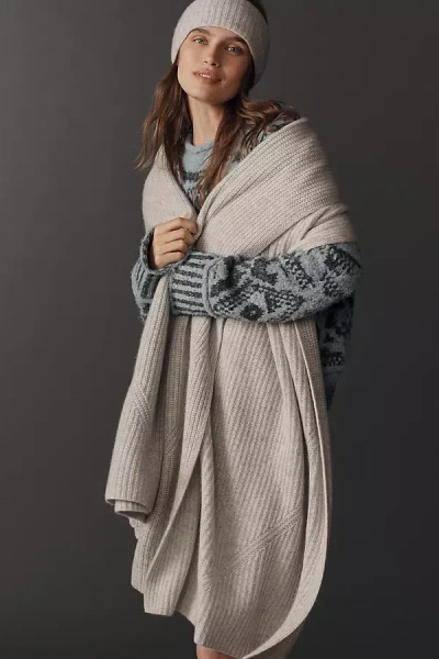 Maeve Ribbed Cashmere Wrap In Gray