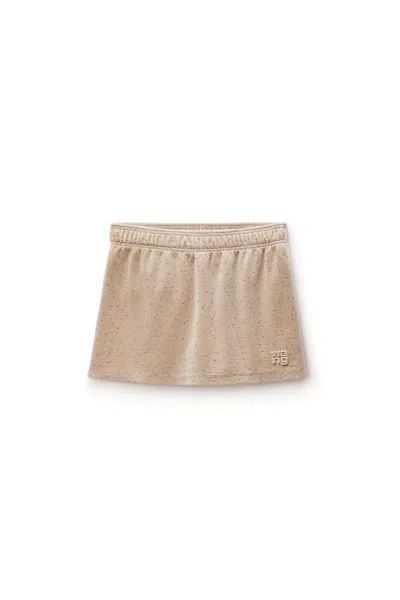 Alexander Wang Mid-rise Mini Skort In Crushed Velour In Brown