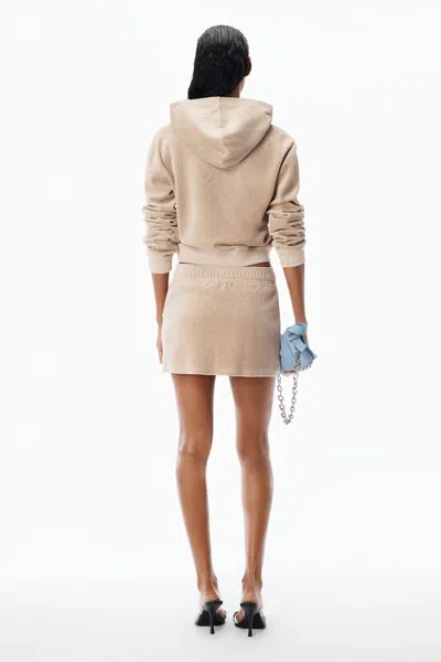 Alexander Wang Mid-rise Mini Skort In Crushed Velour In Brown