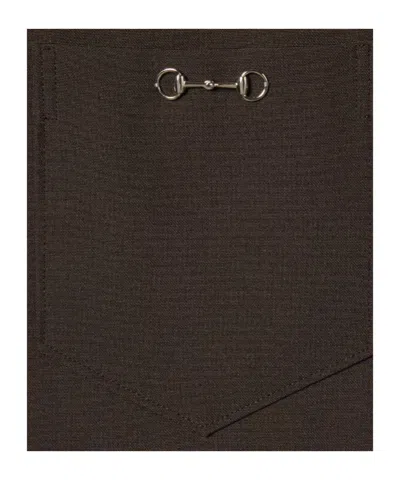 Gucci Polyester Twill Shirt With Horsebit In Gray