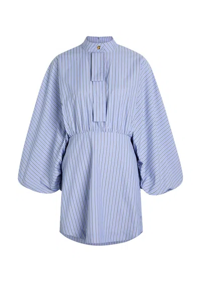 Zimmermann Drawstring Stripe Mini Dress Hydrangea Stripe In Blue