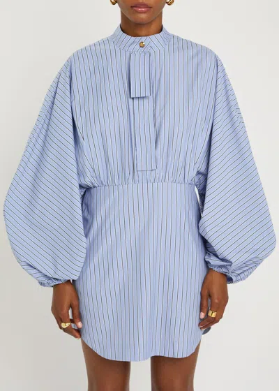 Zimmermann Drawstring Stripe Mini Dress Hydrangea Stripe In Blue