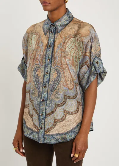 Zimmermann Shirt Wanderlust Short Sleeve In Multi