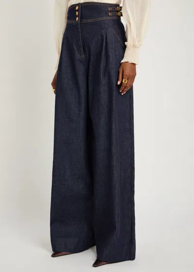 Zimmermann Rebellion High-rise Wide-leg Jeans In Blue
