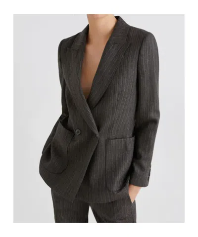 Marella Pinstriped Double-breasted Jacket In Black