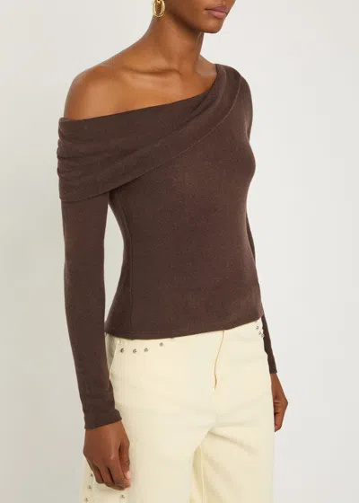 Reformation Womens Mole Elio Off-shoulder Knit Top Xl In Gold