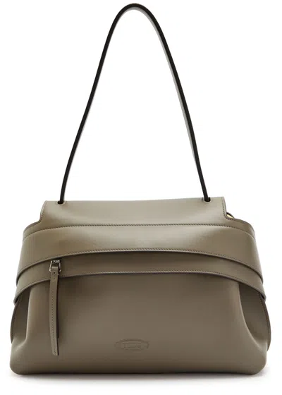 Tod's Wave Bag In Leather Small In Green