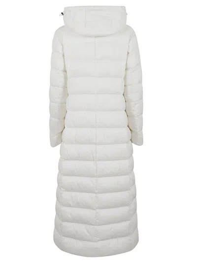 Herno Long Padded Quilted Hooded Jacket In White