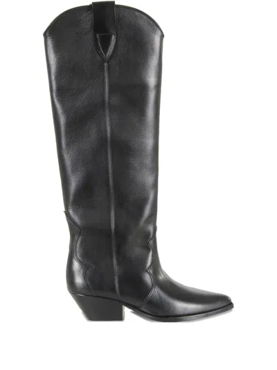 Isabel Marant Denvee Leather Knee-high Boot In Black