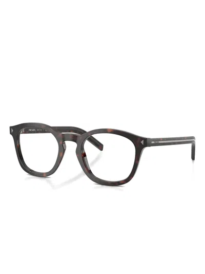 Prada Round-frame Tortoiseshell Glasses In Black