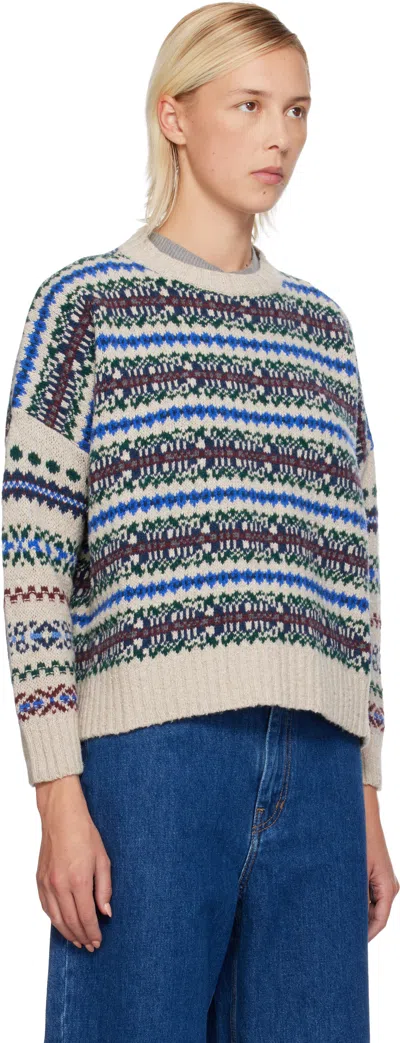 Weekend Max Mara Rivetto Multicolored Crewneck Sweater In Blue