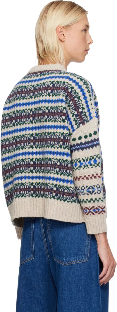 Weekend Max Mara Rivetto Multicolored Crewneck Sweater In Blue