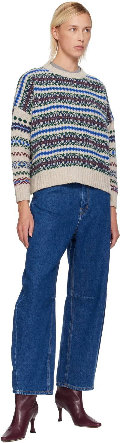 Weekend Max Mara Rivetto Multicolored Crewneck Sweater In Blue