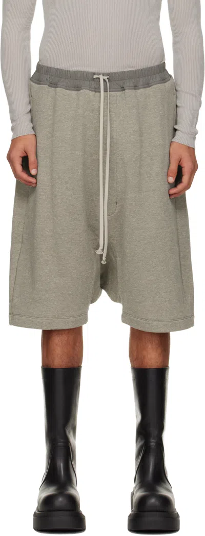 Rick Owens Drkshdw Gray Concordians Drawstring Pods Shorts In Gray