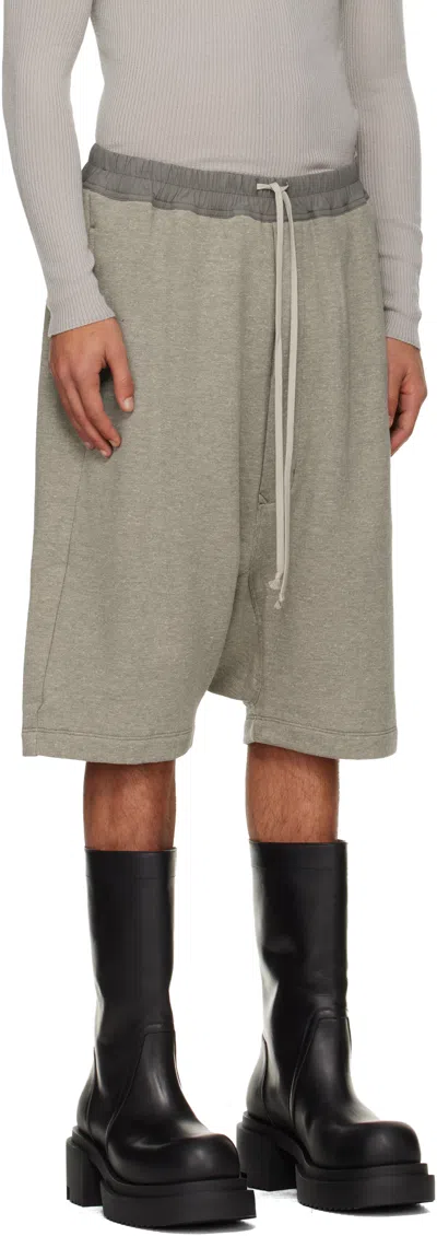 Rick Owens Drkshdw Gray Concordians Drawstring Pods Shorts In Gray