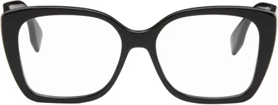 Fendi Black Lettering Rectangle Glasses In Black