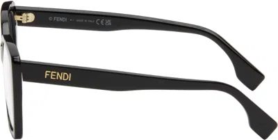 Fendi Black Lettering Rectangle Glasses In Black