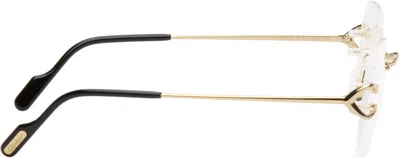 Cartier Gold C De  Square Rimless Glasses In White