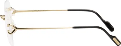 Cartier Gold C De  Square Rimless Glasses In White