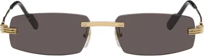 Cartier Gold Première De  Rectangular Rimless Sunglasses In Brown