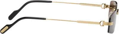 Cartier Gold Première De  Rectangular Rimless Sunglasses In Brown